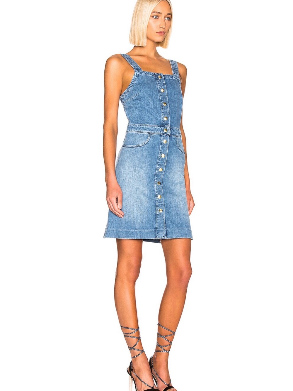 NWT Frame Claire Denim Dress Size Small islet Blue Snap Button Down 325$